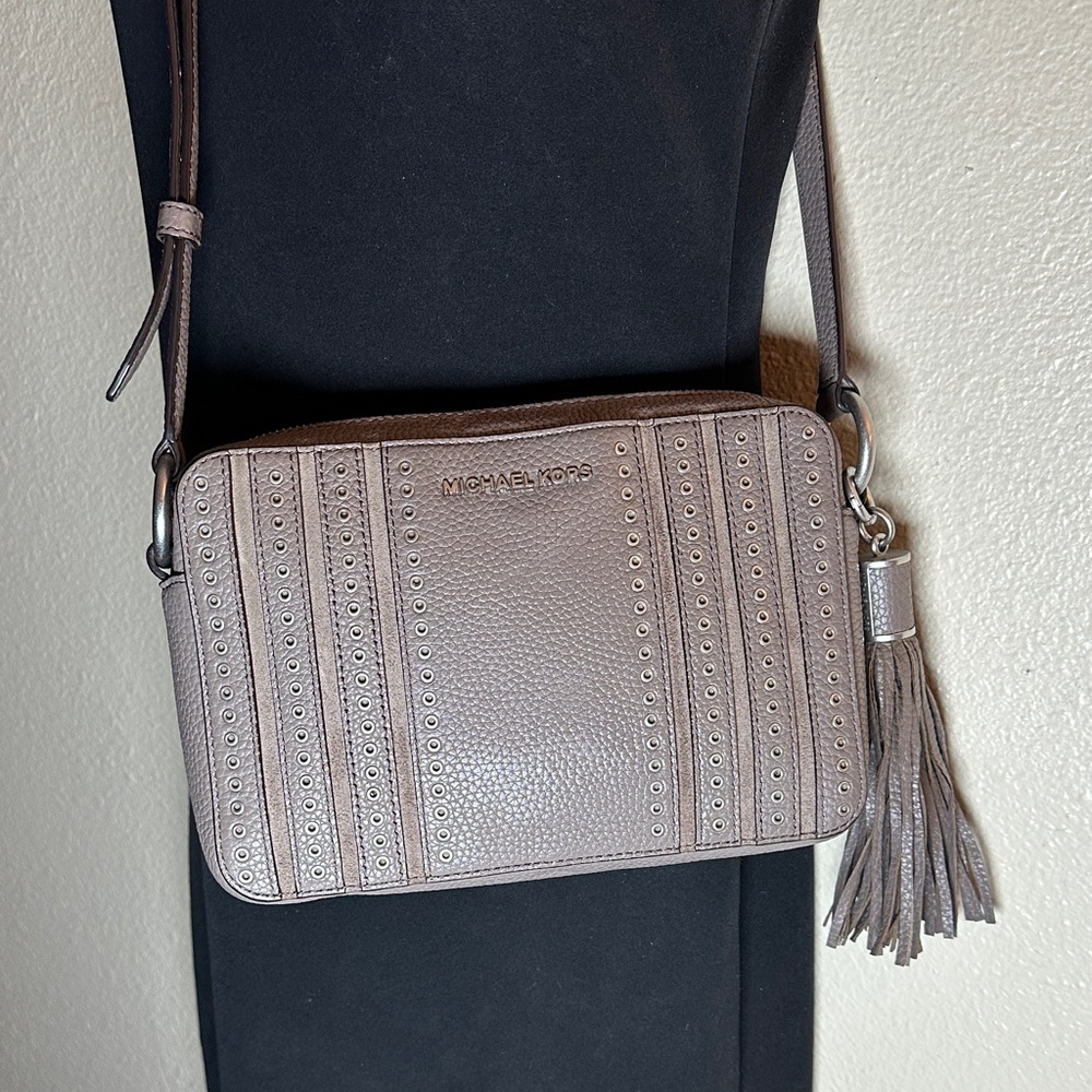 Michael Kors Brooklyn cinder gray Crossbody Bag with Tassel - Picture 13 of 13